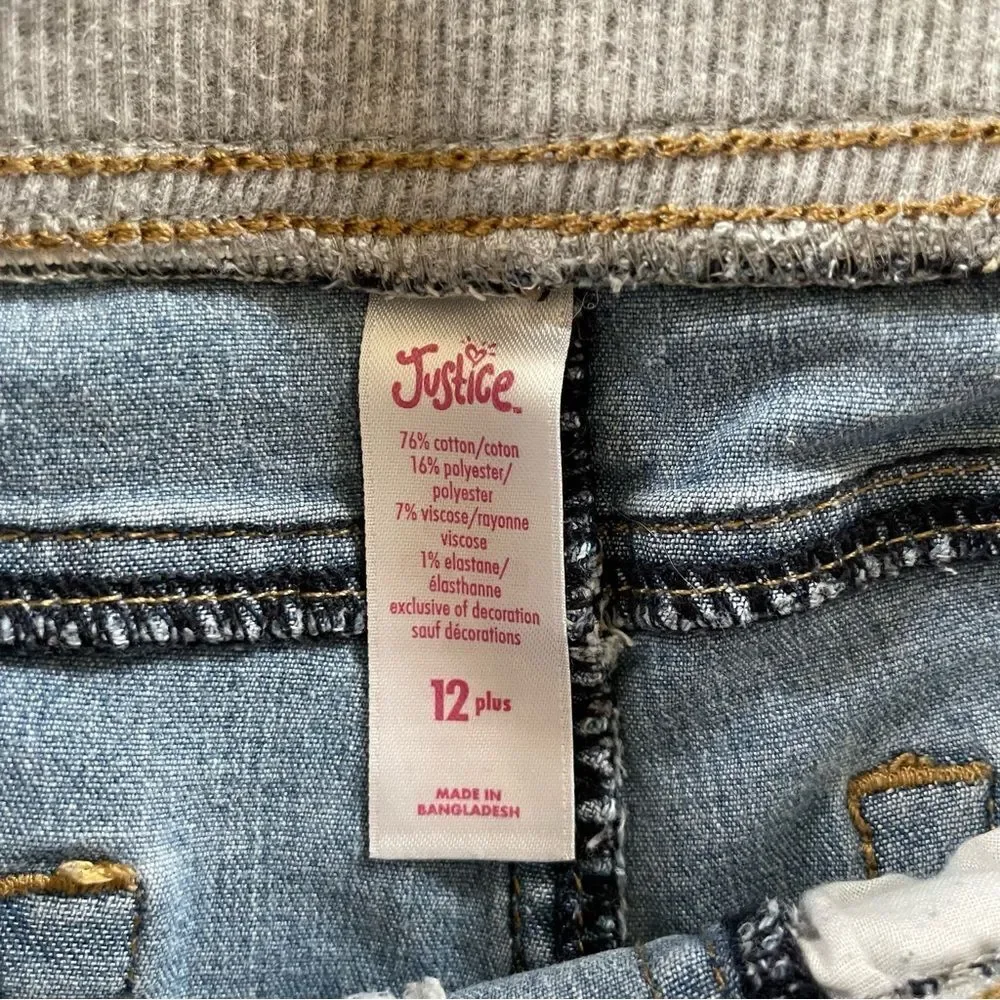 Justice Blue and Gray Jean Shorts with Distressed Details and Pockets Size 12